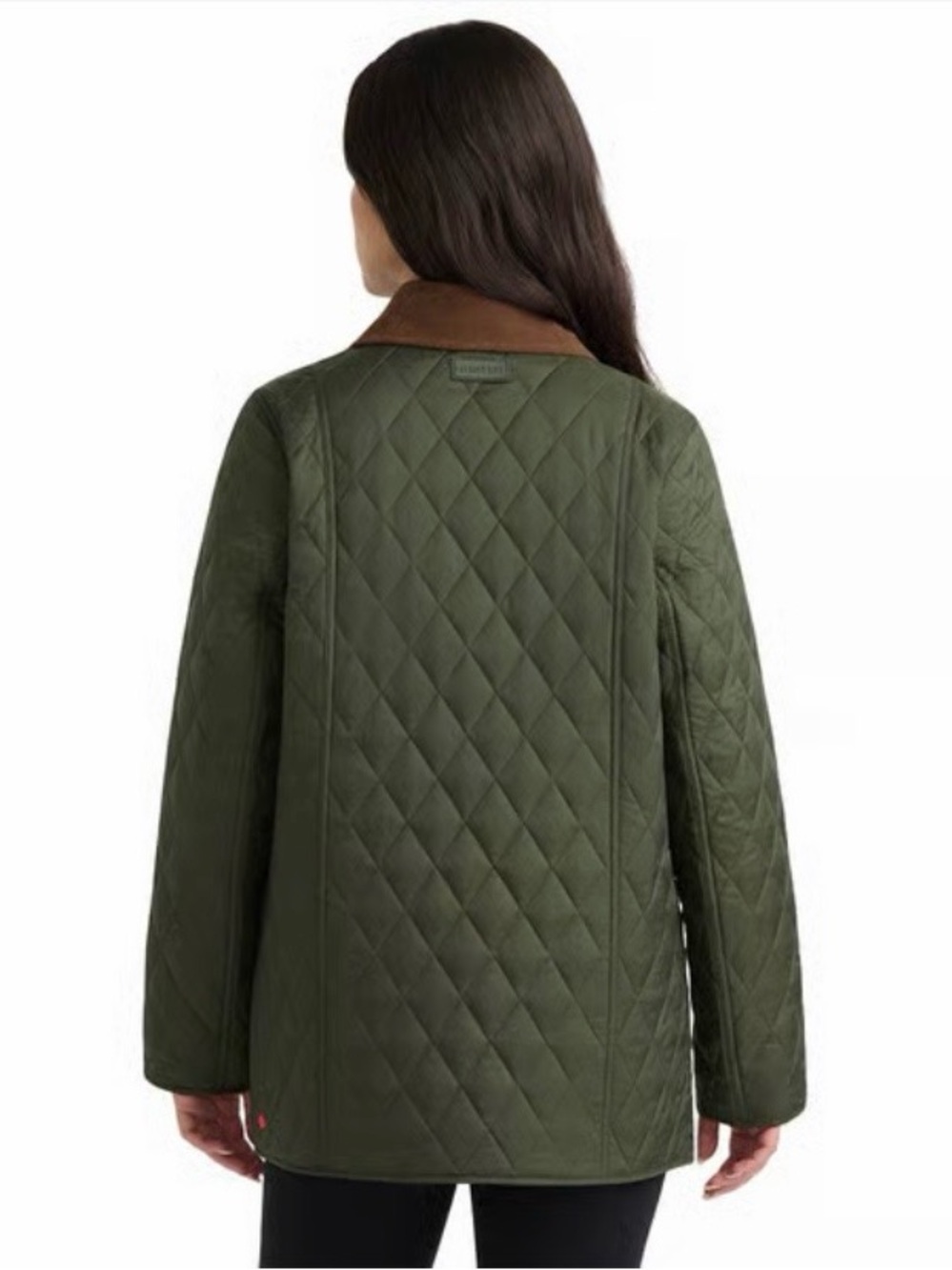 NEW Hunter Rachel Quilted Hunter Green Jacket Brown corduroy Collar chore coat M - Picture 3 of 12